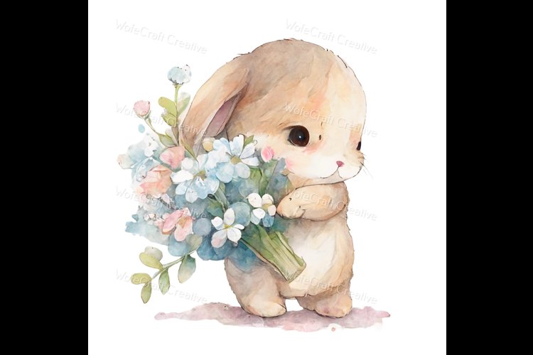 Easter Bunny - Bunny with Flowers- Easter Sublimation