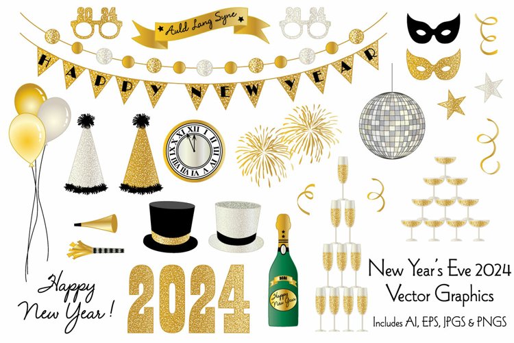 New Years Eve 2024 Vector Illustrations