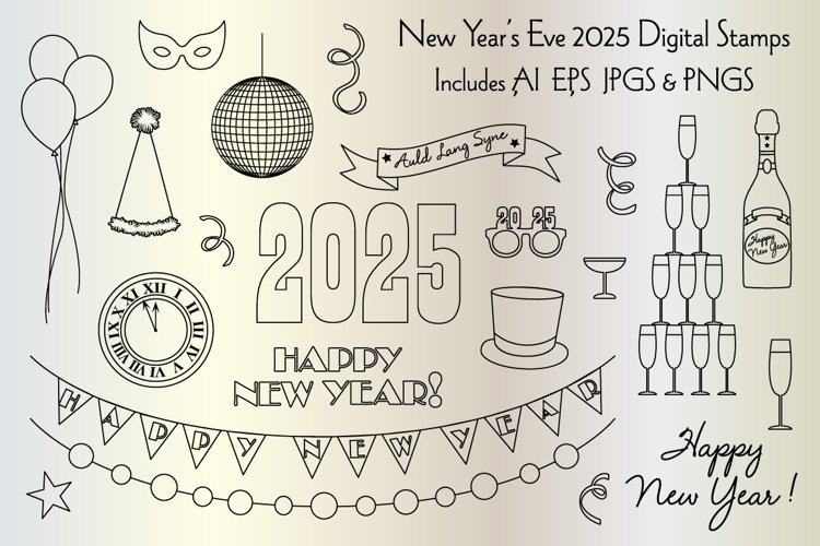 New Years Eve 2025 Digital Stamps