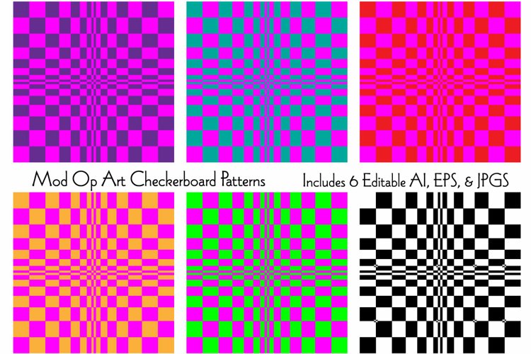 Mod Op Art Checkerboard Patterns