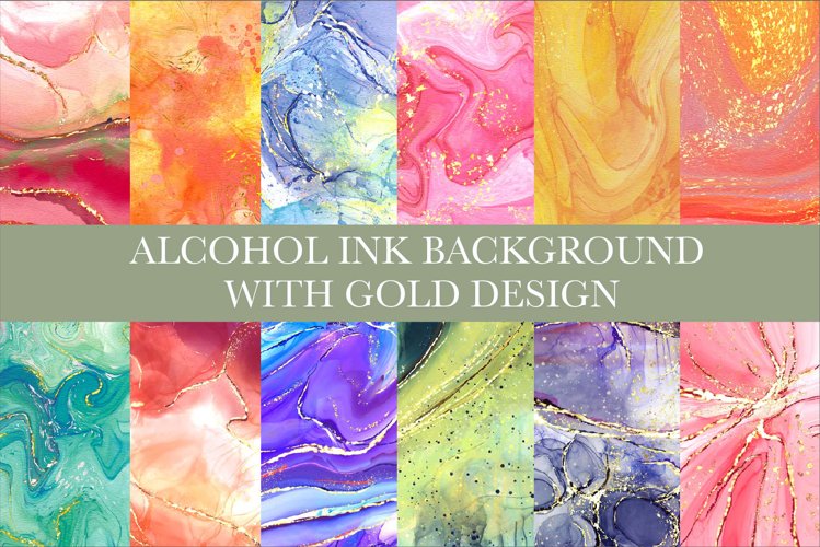 ALCOHOL INK BACKGROUND WITH GOLD DESIGN example image 1