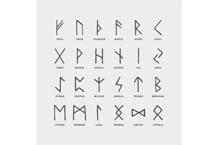 Retro norse scandinavian runes. Sketch celtic ancient letter