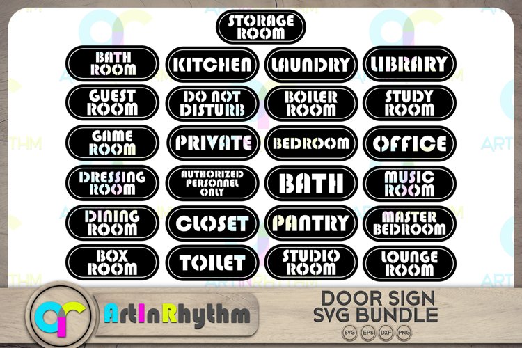 Door Sign Label SVG Bundle - 25 Designs example image 1