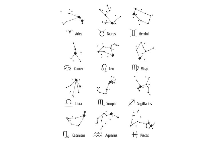 Zodiac signs horoscope symbols astrology icons - stars zodia