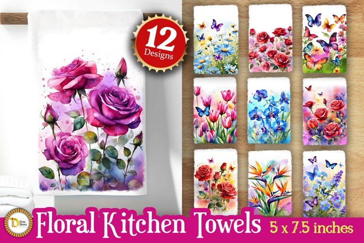 Floral Kitchen Towel Sublimation- Spring Sublimation Bundle - Free Design of The Week