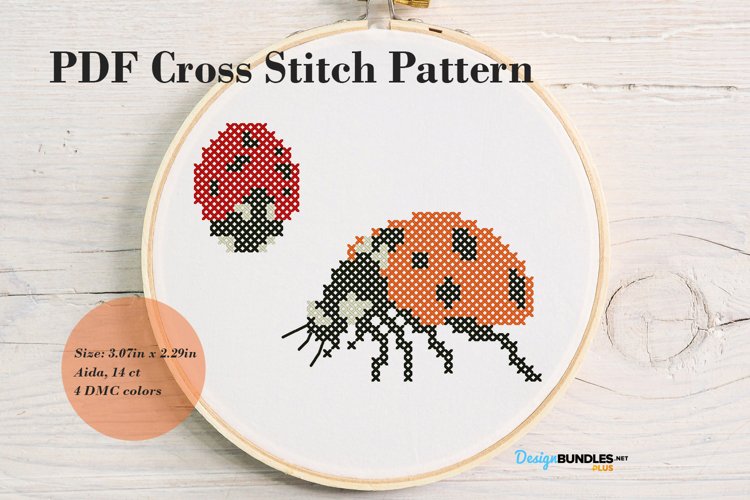 Ladybugs Cross Stitch Pattern - Digital Download PDF