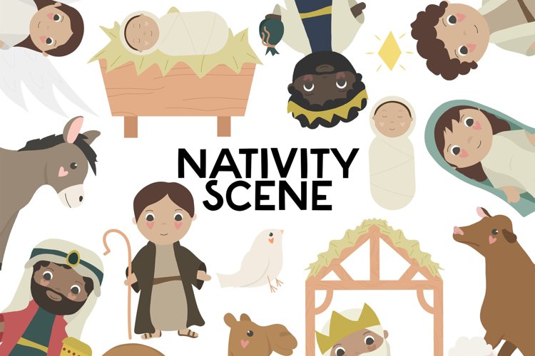 Christmas Nativity Clipart - 17 Design Elements