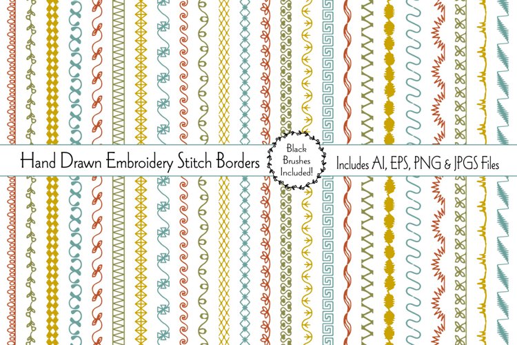 Hand Drawn Embroidery Stitch Borders