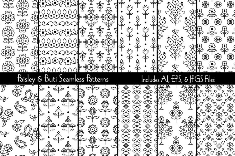 Paisley & Buti Seamless Patterns