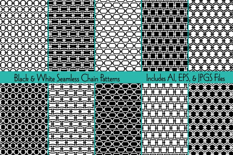 Black White Seamless Chain Patterns