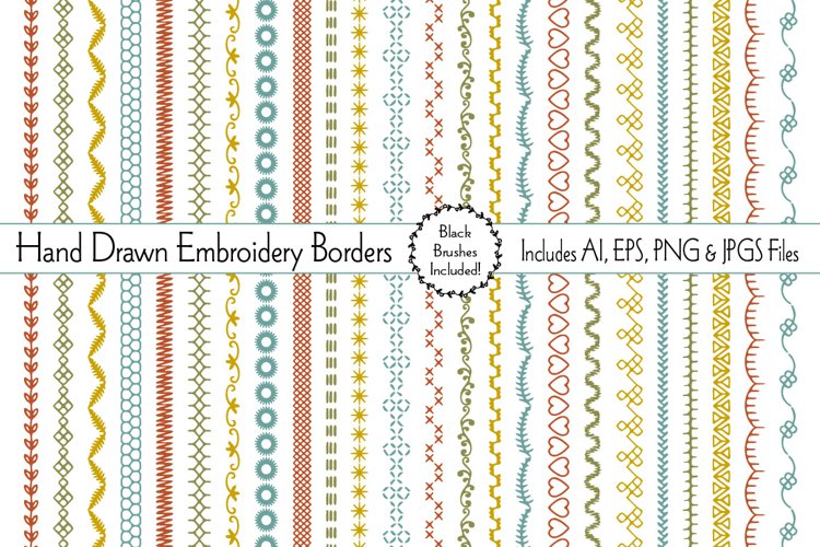 Hand Drawn Embroidery Borders& Brushes