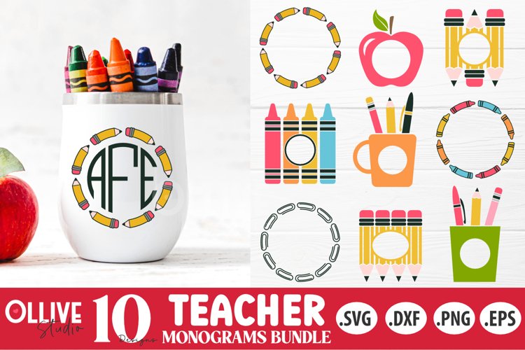 Teacher Monogram SVG Bundle | Teacher SVG example image 1