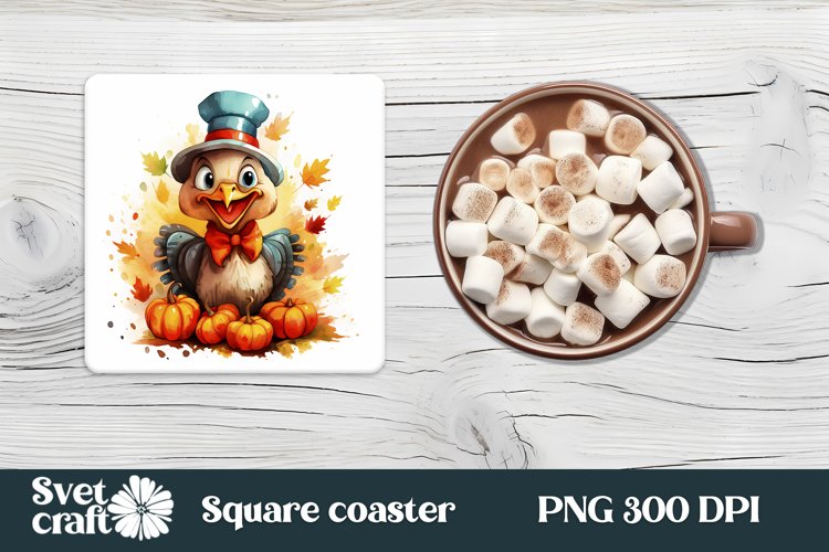 Funny turkey square coaster sublimation | Thanksgiving PNG