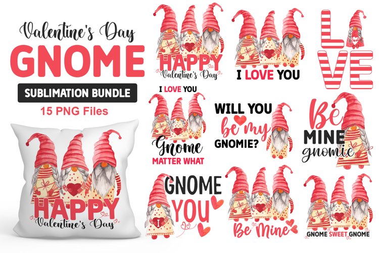 Valentine Gnomes PNG Bundle | Sublimation Gnome PNG