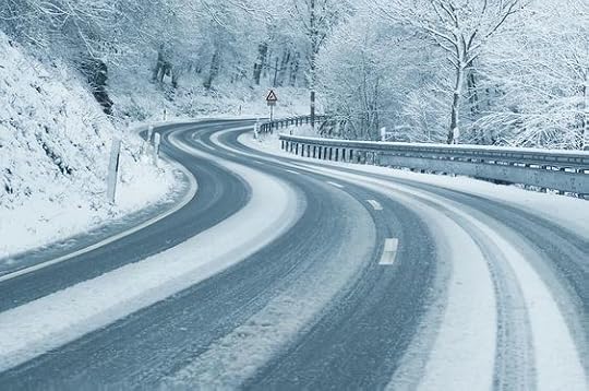 snow on a mountain road