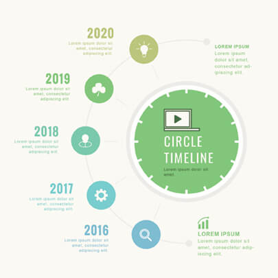 Free Circle Timeline Infographic Template - Light