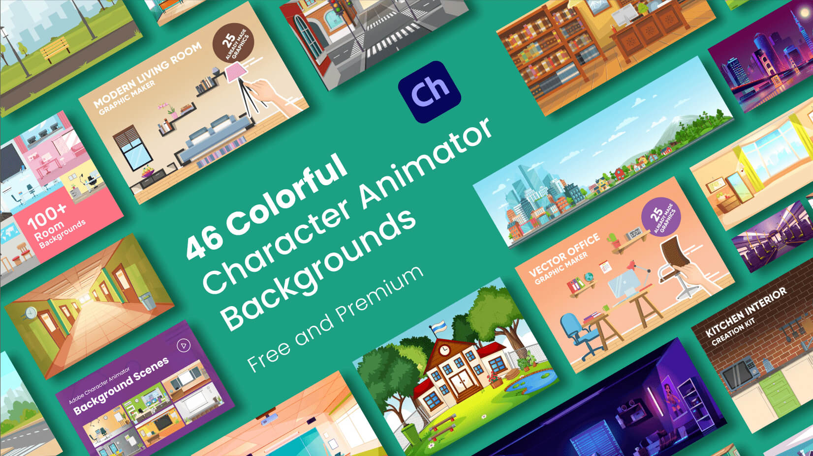 46 Colorful Free and Premium Adobe Character Animator Backgrounds