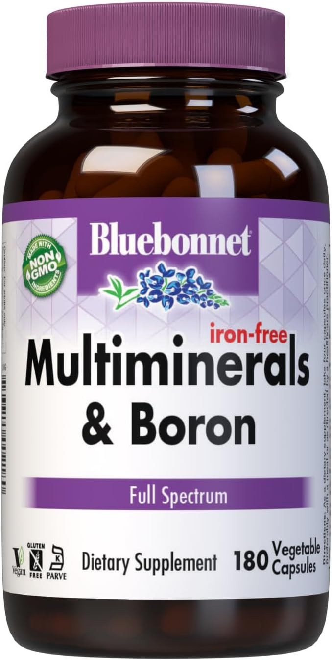 BlueBonnet Multi Minerals Plus Boron No Iron Vegetarian Capsules, 180 ...