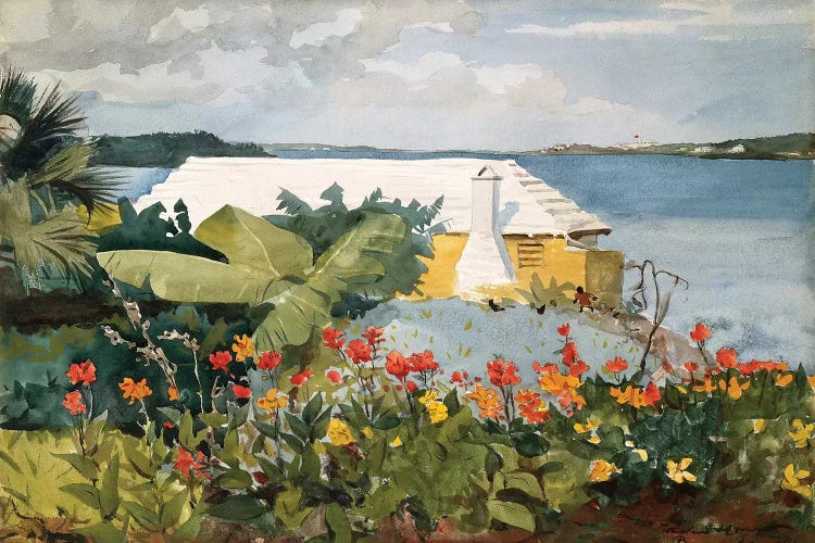 Flower Garden And Bungalow, Bermuda, 1889