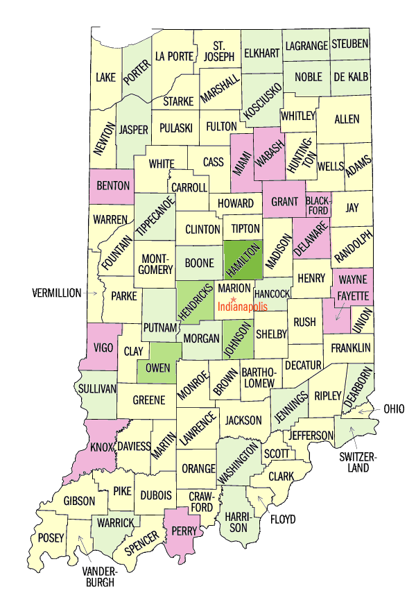 Indiana: Population, percent change, 1990 to 2000