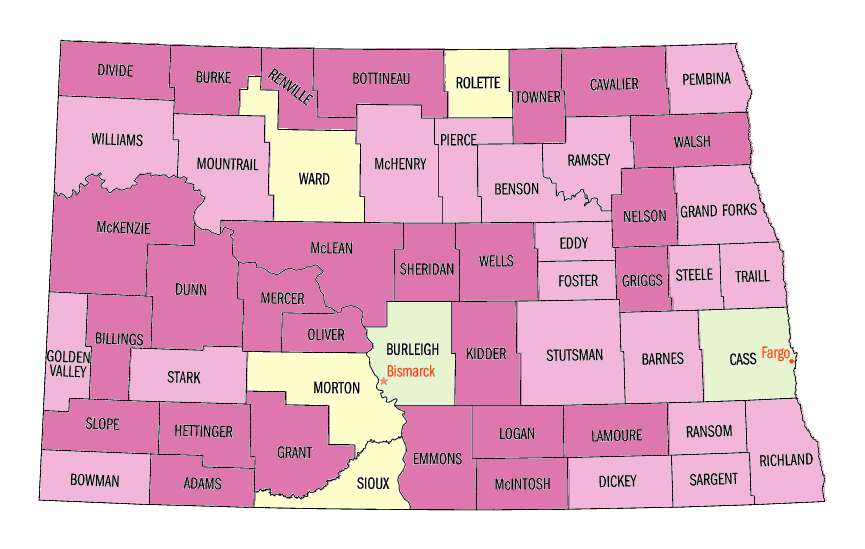 North Dakota: Population, percent change, 1990 to 2000