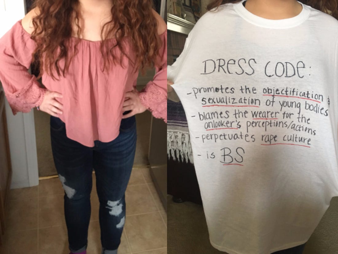 Girl gives her 10-year-old sister the perfect dress-code shirt