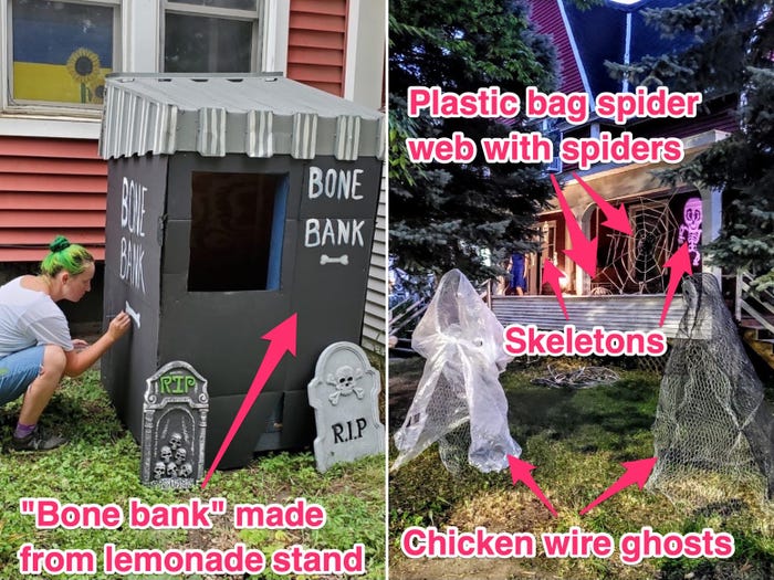 Family Decorates Yard for Halloween Using Hundreds of DIY Decorations