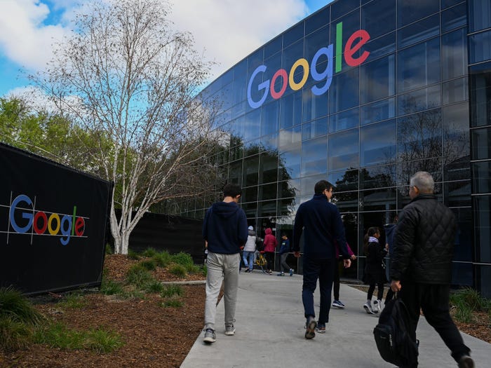 People walking at Google in California