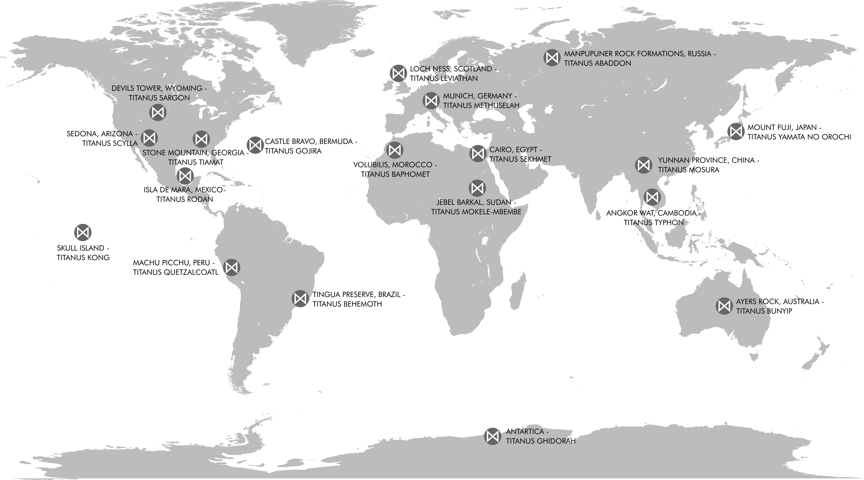 Master Map of Titan locations | Godzilla | Know Your Meme