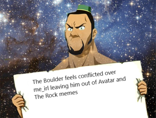 The Boulder feels conflicted over me_irl leaving him out of Avatar and The Rock memes