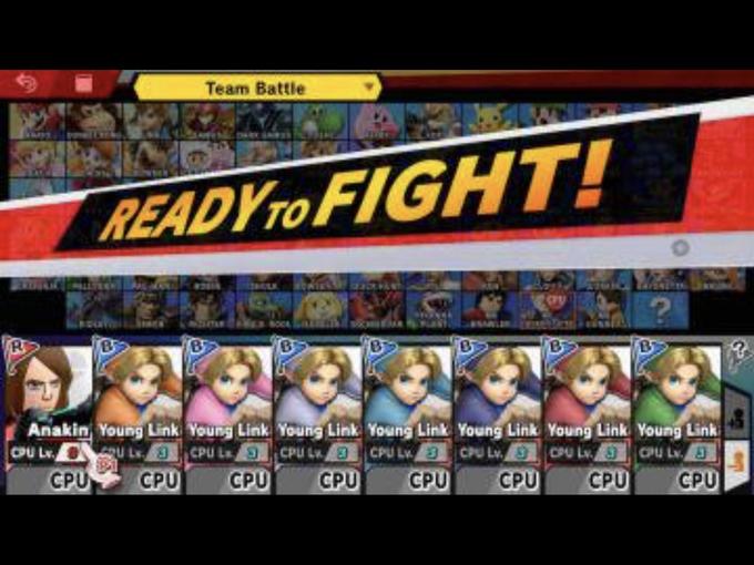 Team Battle READY TO FIGHT! LLTERS R B B B B B Anakin Young Link Young Link Young Link Young Link Young Link Young Link Young Link CPU L CPU L CPU L CPU Ln PU L U CPU CPU Lx CPU CPU L CU L CPU CPU CPU CPU CPU CPU