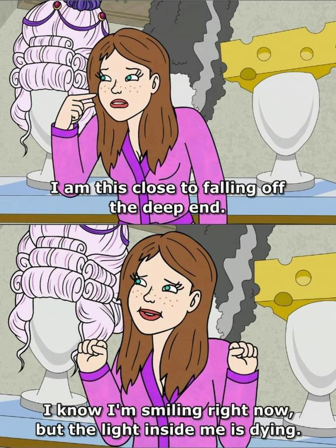 Í am this close to falling off the deep end. I know I'm smiling right now, but the light inside me is dying.