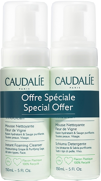 موس تنظيف الوجه - Caudalie Vinoclean Foaming Cleanser Duo