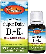 Vitamin D3 & K2 Kids Liquid Vitamins - Vegetarian Drops Carlson Labs Liquid Vitamins Super Daily D3+K2