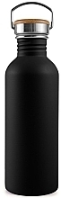 Stainless Steel Water Bottle with Bamboo Cap, 750 ml, black Bambaw