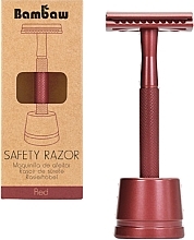 Rasoir de sûreté avec support, rouge Bambaw Safety Razor