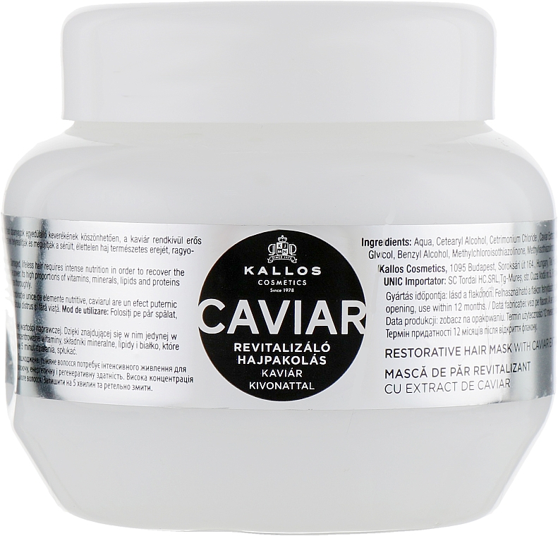 Masque à l'extrait de caviar pour cheveux - Kallos Cosmetics Anti-Age Hair Mask