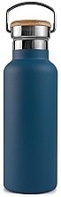 Bouteille isotherme en acier inoxydable avec couvercle en bambou, 500 ml, bleu Bambaw