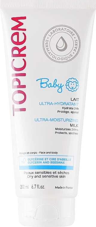 Lait ultra-hydratant à la glycérine et cire d'abeille pour bébé - Topicrem Baby My 1st Moisturizing Milk