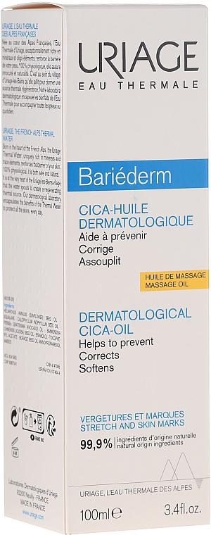 Huile dermatologique anti-vergetures à l'huile de jojoba - Uriage Bariederm Dermatologycal Cica-Oil