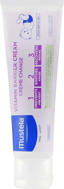 Crème de change protectrice aux vitamines - Mustela Bebe 1 2 3 Vitamin Barrier Cream