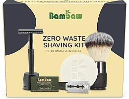 Set (rasoir + savon à raser/80g + blaireau de rasage/1pcs + lames de rasoir/5pcs) Bambaw Zero Waste Shaving Kit Black