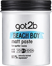 Pâte matifiante pour cheveux Got2b Beach Boy Matt Paste Chill Hold 3 91% Naturally Derived Ingredients