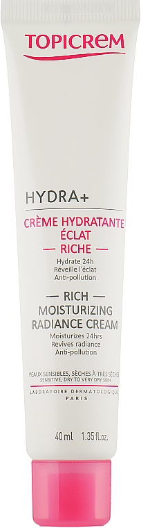 Crème au beurre de karité et huile d'onagre pour visage - Topicrem Hydra + Rich Moisturizing Radiance Cream