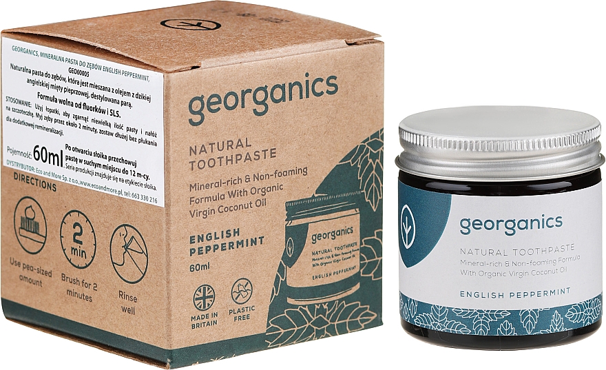 Naturlig tandpasta - Georganics English Peppermint Natural Toothpaste