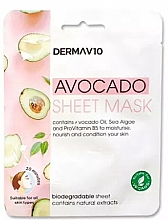 Ansigtsarkmaske Derma V10 Avocado Sheet Mask