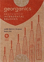 Interdentalbørster, 0,4 mm Georganics Bøgetræ Interdental 6 Børster ISO 0 (0,4mm)