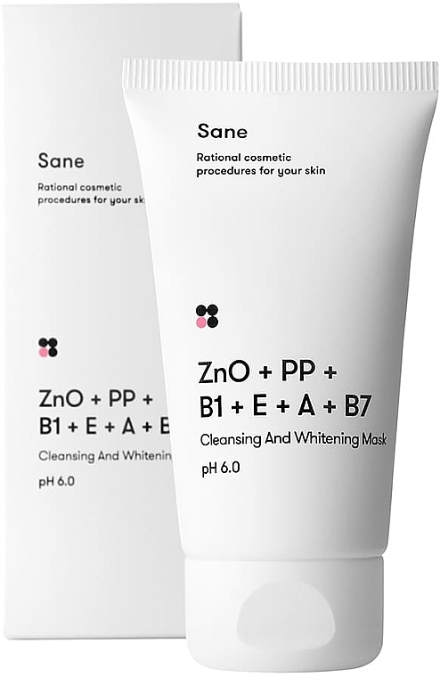 Sane puhastav ja valgendav näomask tsinkoksiidi + vitamiinidega PP B1 E A B7 - Sane Cleansing And Whitening Mask