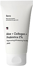 Näomask aaloega Sane Aloe + Collagen + Probiotics 2% Regenerating & Protecting Face Mask