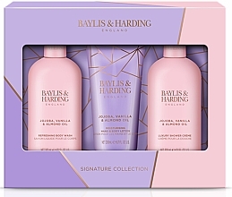 Komplekt Baylis & Harding Jojoba, Vanilla & Almond Oil Luxury Bathing Essentials Gift Set (b/lot/200ml + b/wash/300ml + sh/cr/300ml)